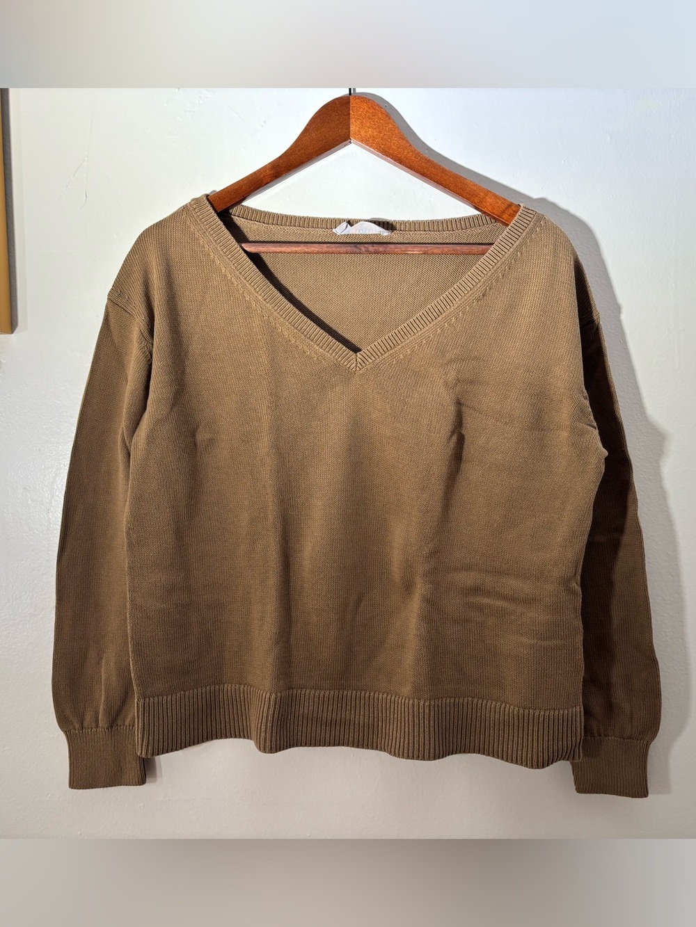 Everlane 100% Cotton V-Neck Sweater Light Brown